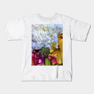 Bouquet of White, Yellow, Pink, Purple and Green Flowers - Beautiful Floral Photo Kids T-Shirt